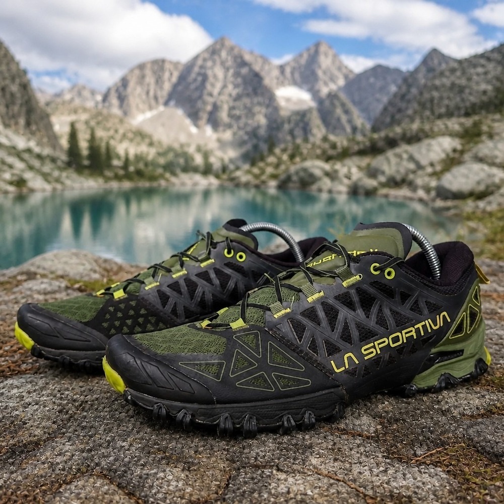 La Sportiva Bushido II Men's Size 11.5 Trail Running Athletic Sneaker Black/Grn
